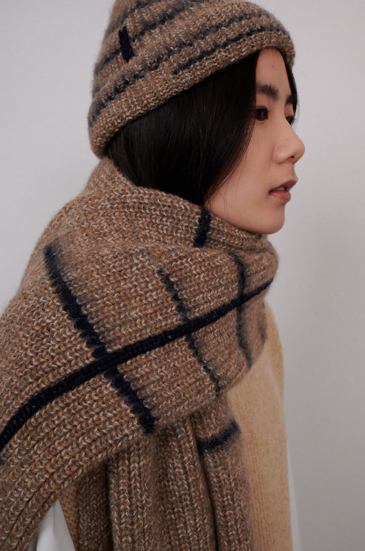 Raštų: Buckwheat & Blue Alpaca Wool Scarf