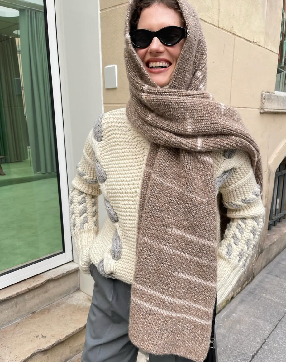 Raštų: Buckwheat & Blue Alpaca Wool Scarf
