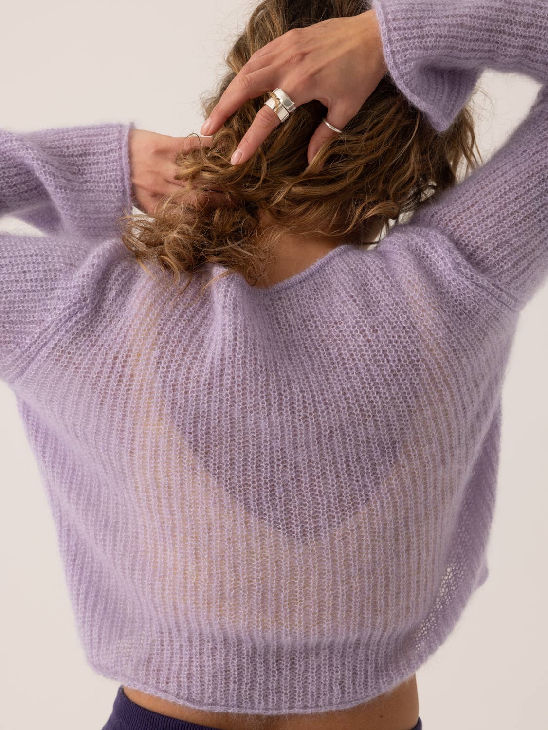 Skraistas: Lilac Silk & Mohair Cropped Cardigan