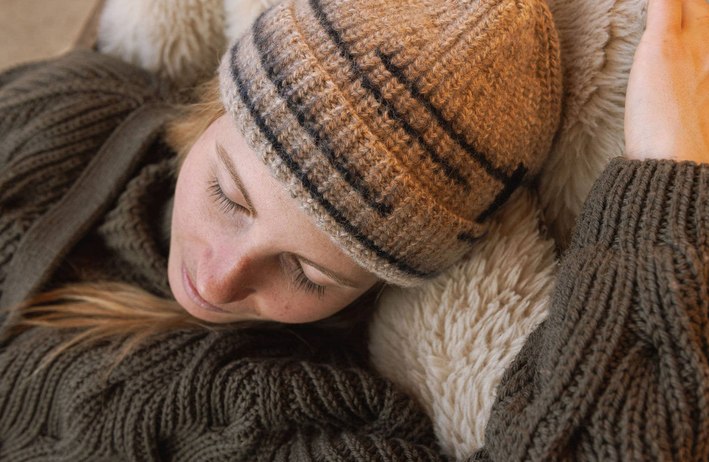 Raštų: Buckwheat & Blue Alpaca Wool Beanie