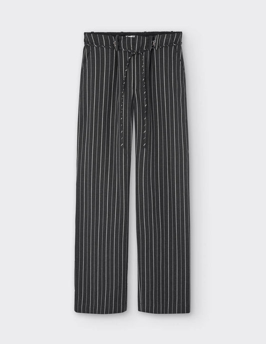 Cord-detail pleated cotton//cashmere trousers