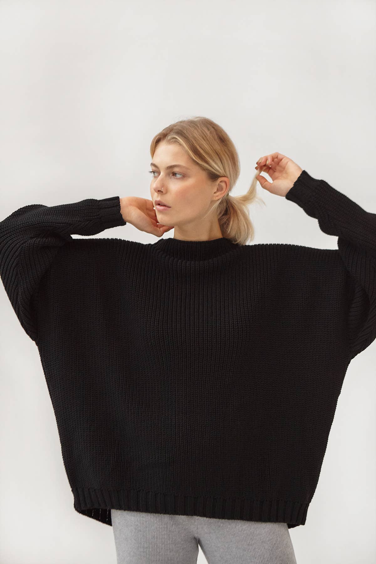 Laumės: Black Merino Wool Sweater