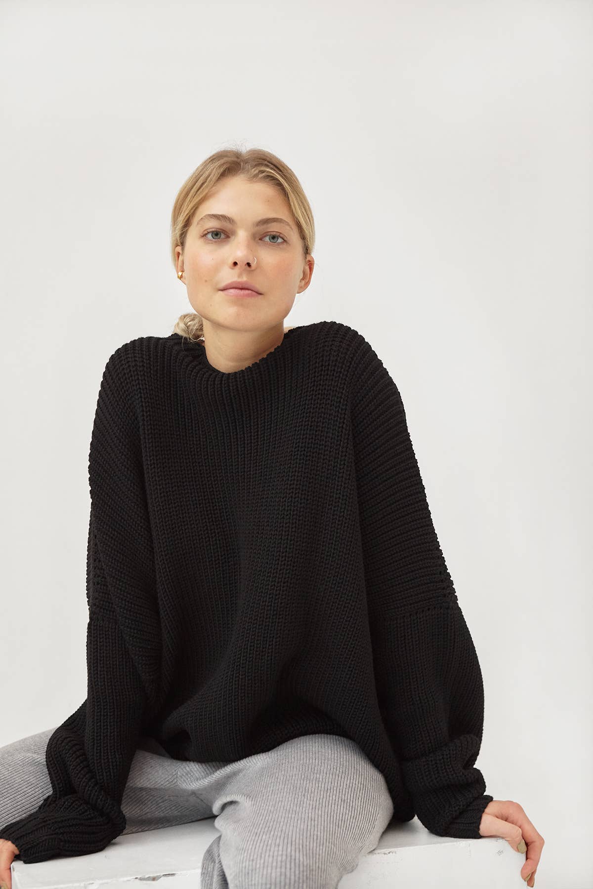 Laumės: Black Merino Wool Sweater