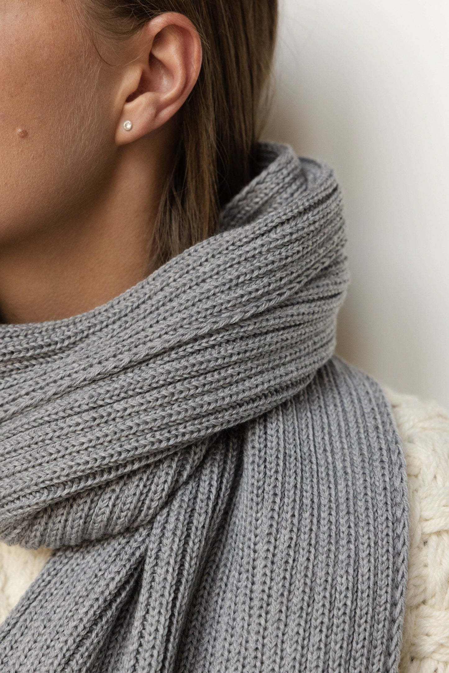 Rib Scarf: Grey Merino Wool/Wool scarf