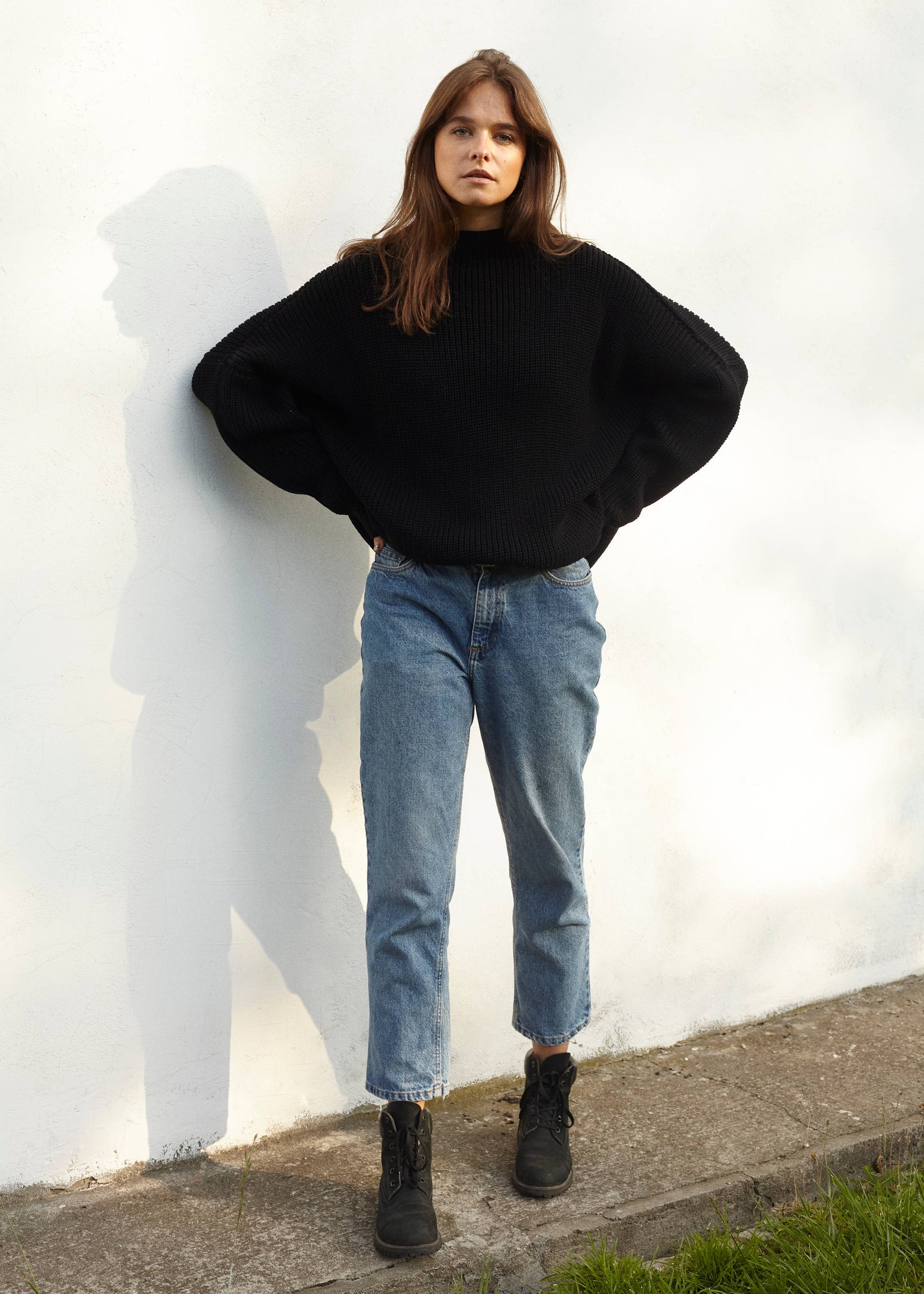 Laumės: Black Merino Wool Sweater