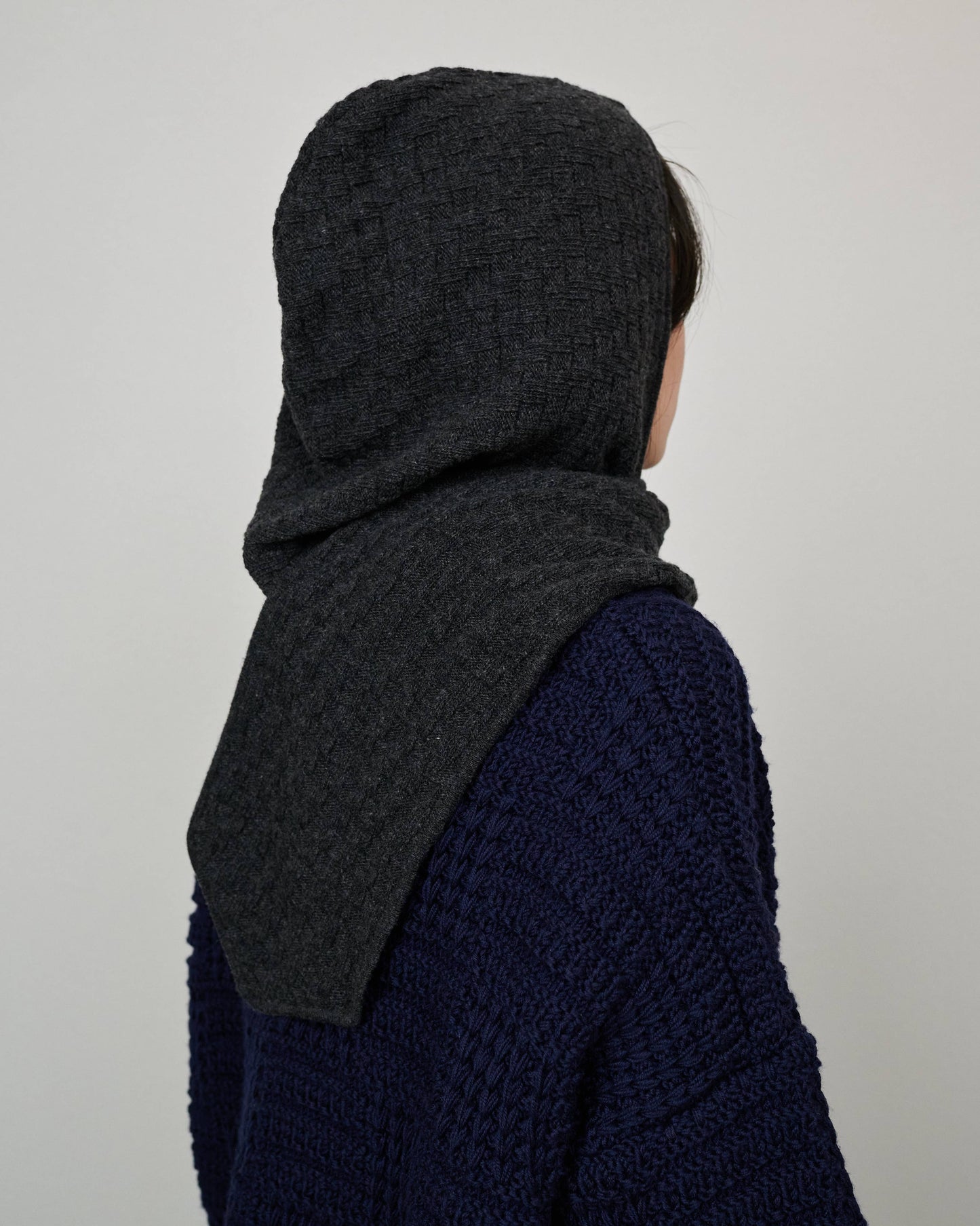 Radvilaitė: Charcoal Wool Headpiece with cashmere blend