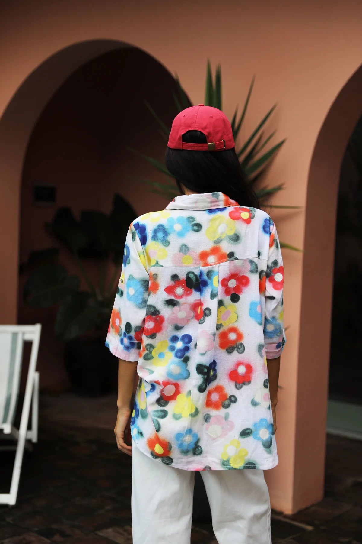 Linen cactus flower shirt