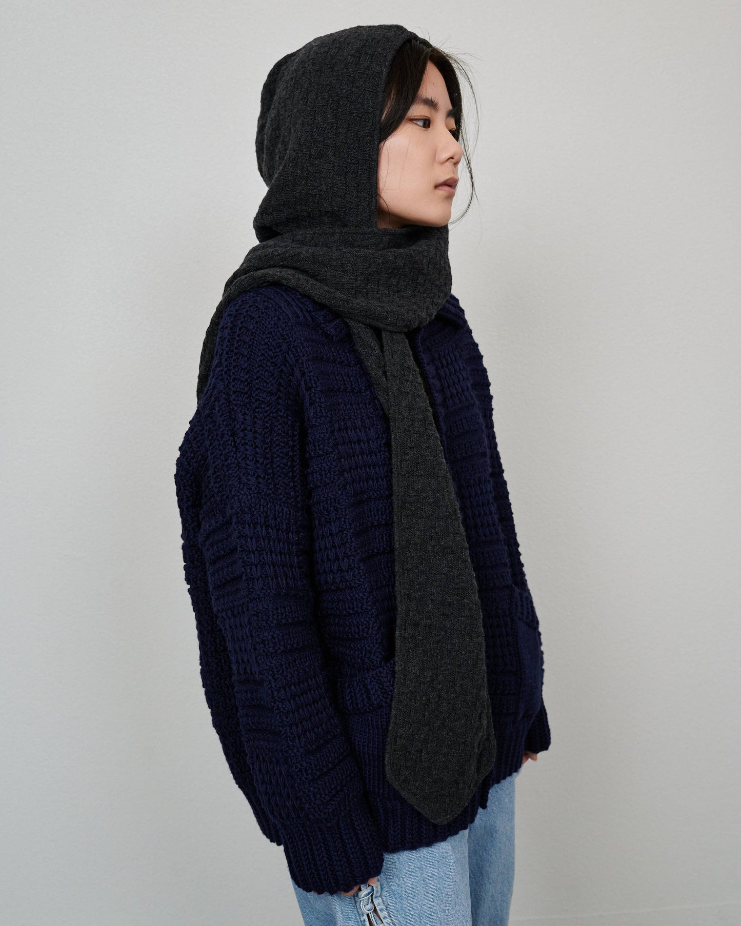 Radvilaitė: Charcoal Wool Headpiece with cashmere blend