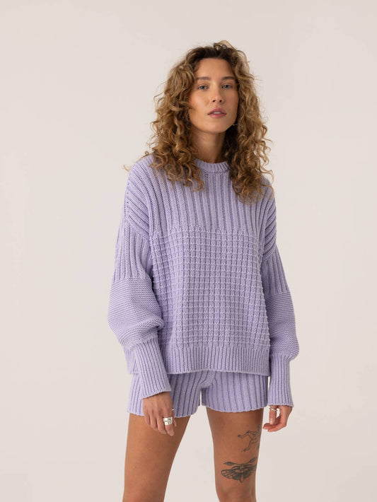 Delčia Sweater: 100% Cotton Lilac Sweater