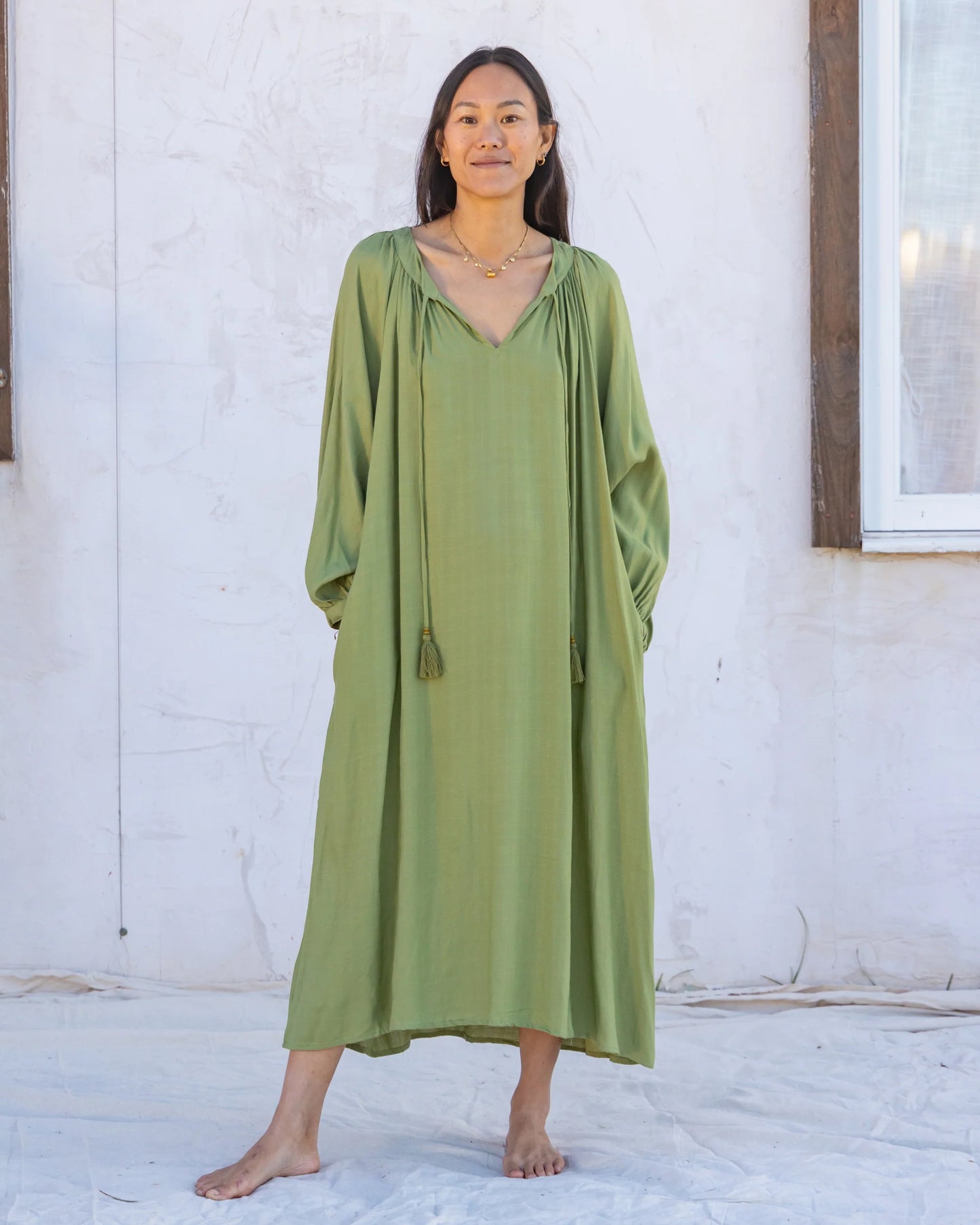 Flores Billowing Dress | Organic Sugarcane