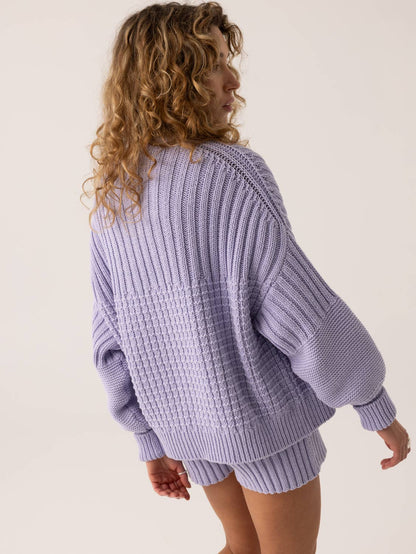 Delčia Sweater: 100% Cotton Lilac Sweater 