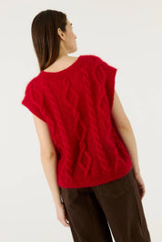Laimė: Handmade Poppy Red Silk & mohair Vest