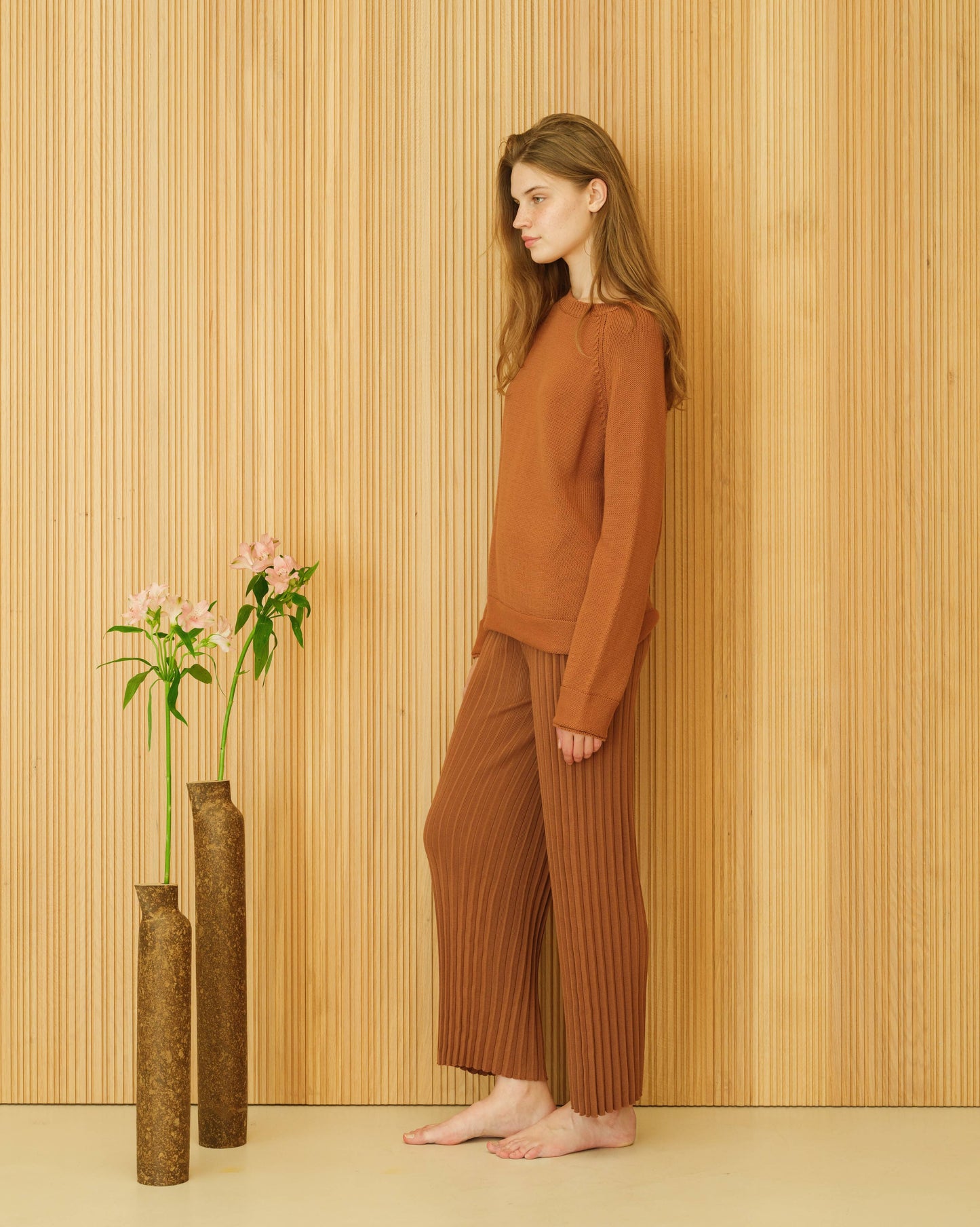 Fine Cotton Relaxed Sweater | Rust