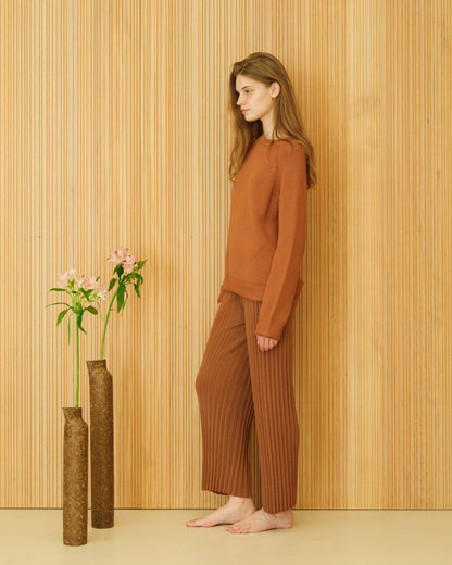 Fine Cotton Relaxed Sweater | Rust