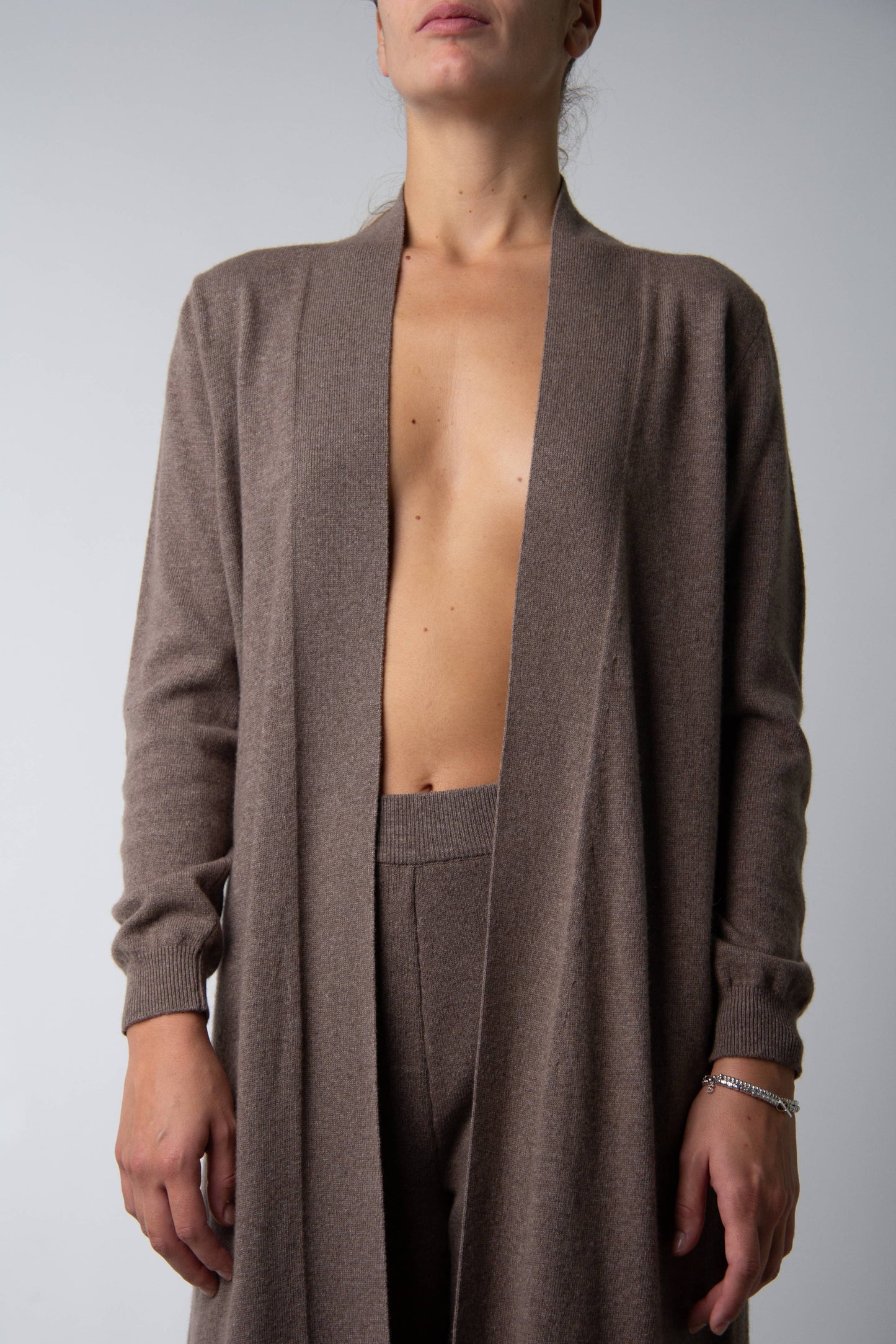 Cashmere Mix Long Fine Cardigan