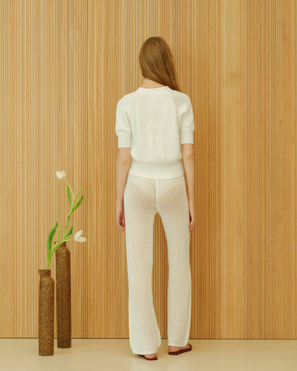 Fine Cotton Short Sleeve Cardigan | White