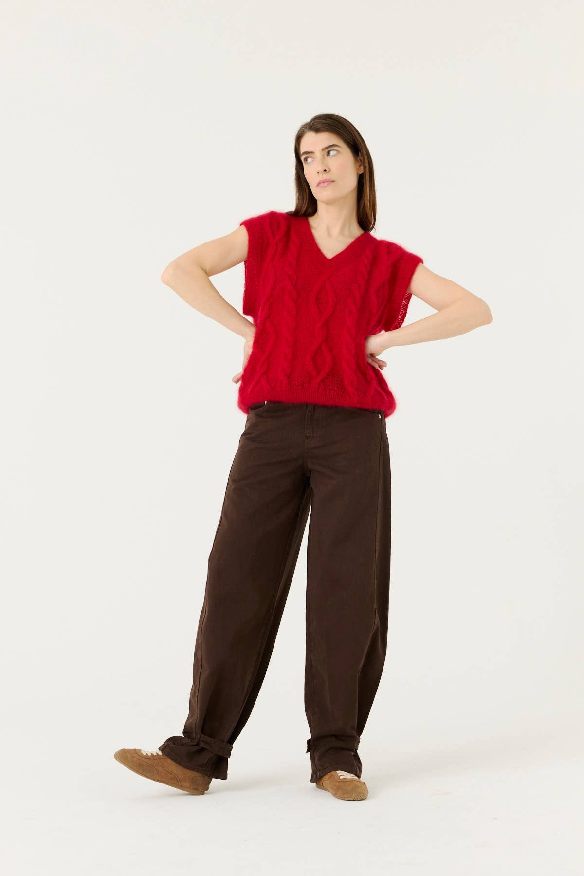 Laimė: Handmade Poppy Red Silk & mohair Vest