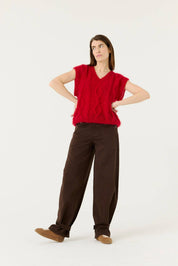 Laimė: Handmade Poppy Red Silk & mohair Vest