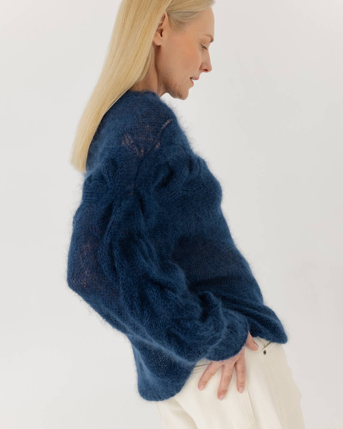 Jūra: Handmade Midnight Blue Silk & Mohair Sweater