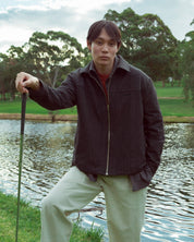 Fairway LS Zip Jacket Charcoal Herringbone