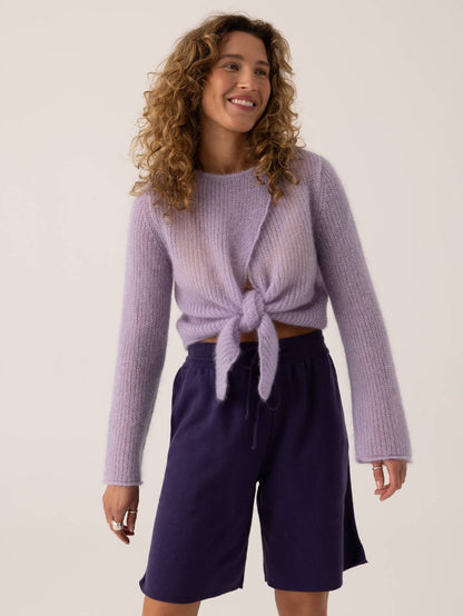 Skraistas: Lilac Silk & Mohair Cropped Cardigan