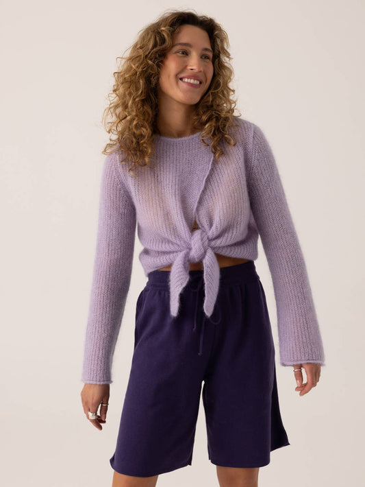 Skraistas: Lilac Silk & Mohair Cropped Cardigan