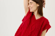 Laimė: Handmade Poppy Red Silk & mohair Vest