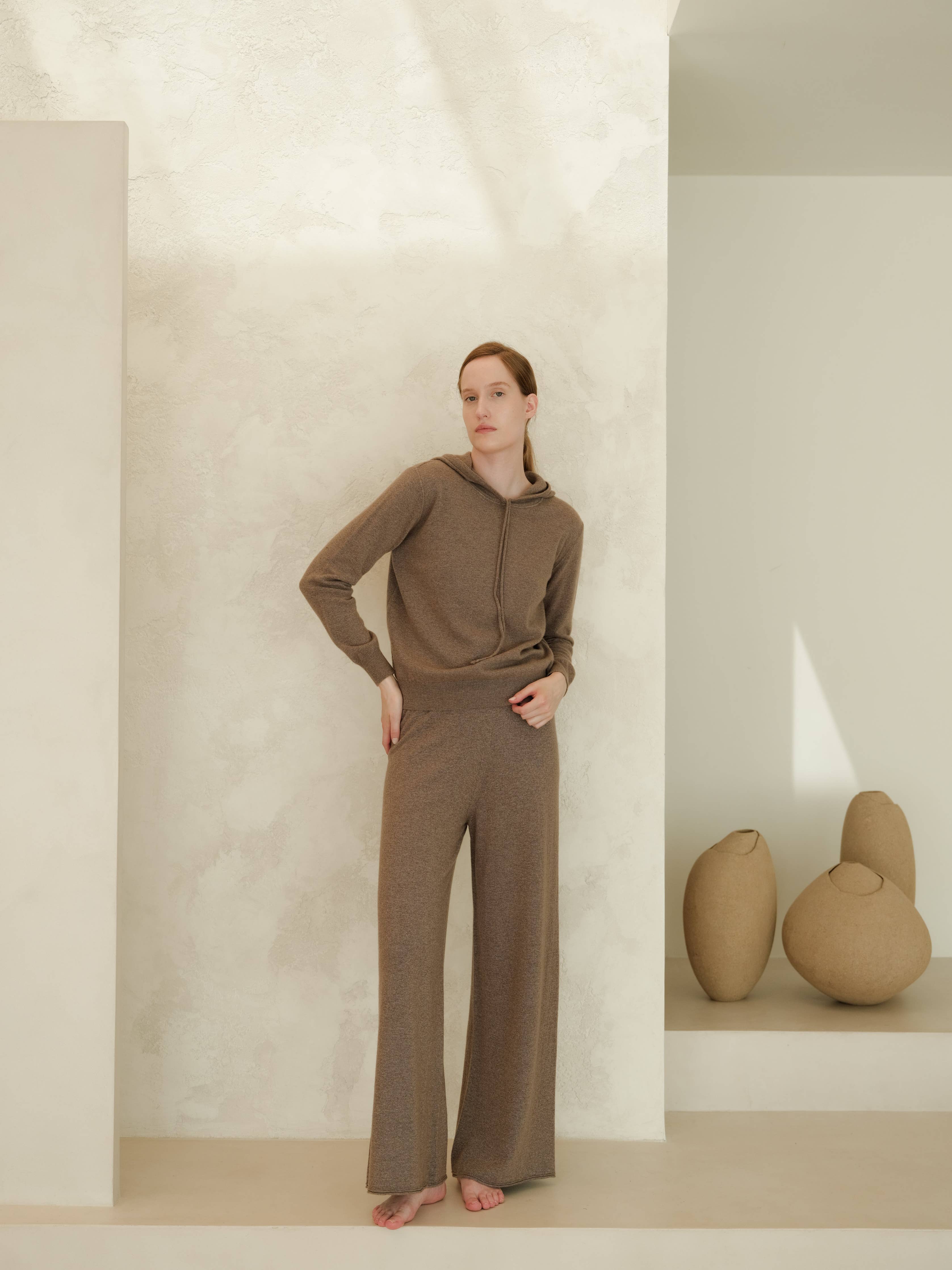 Cashmere Mix Hoodie | Brown