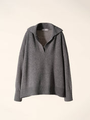 Cashmere Mix Relaxed Polo | Steel Grey