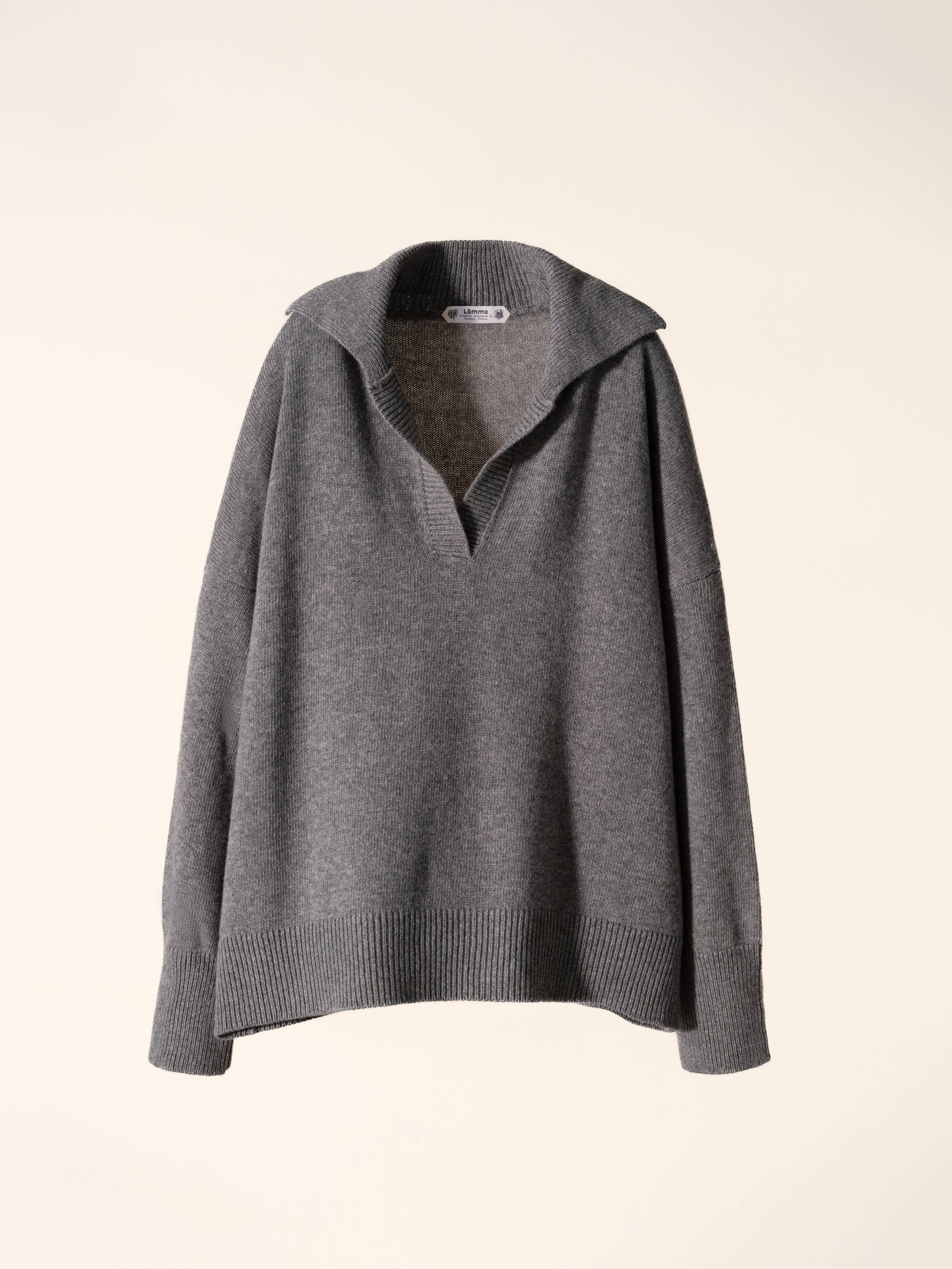 Cashmere Mix Relaxed Polo | Steel Grey