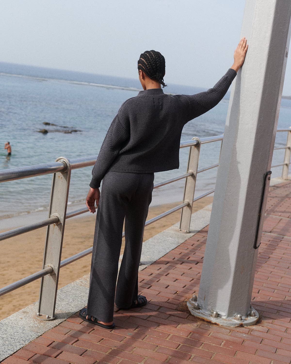 Merino-Rippstrickhose | Anthrazit