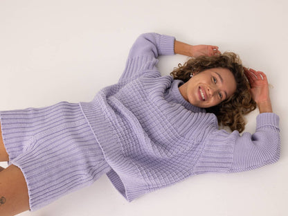 Delčia Sweater: 100% Cotton Lilac Sweater 