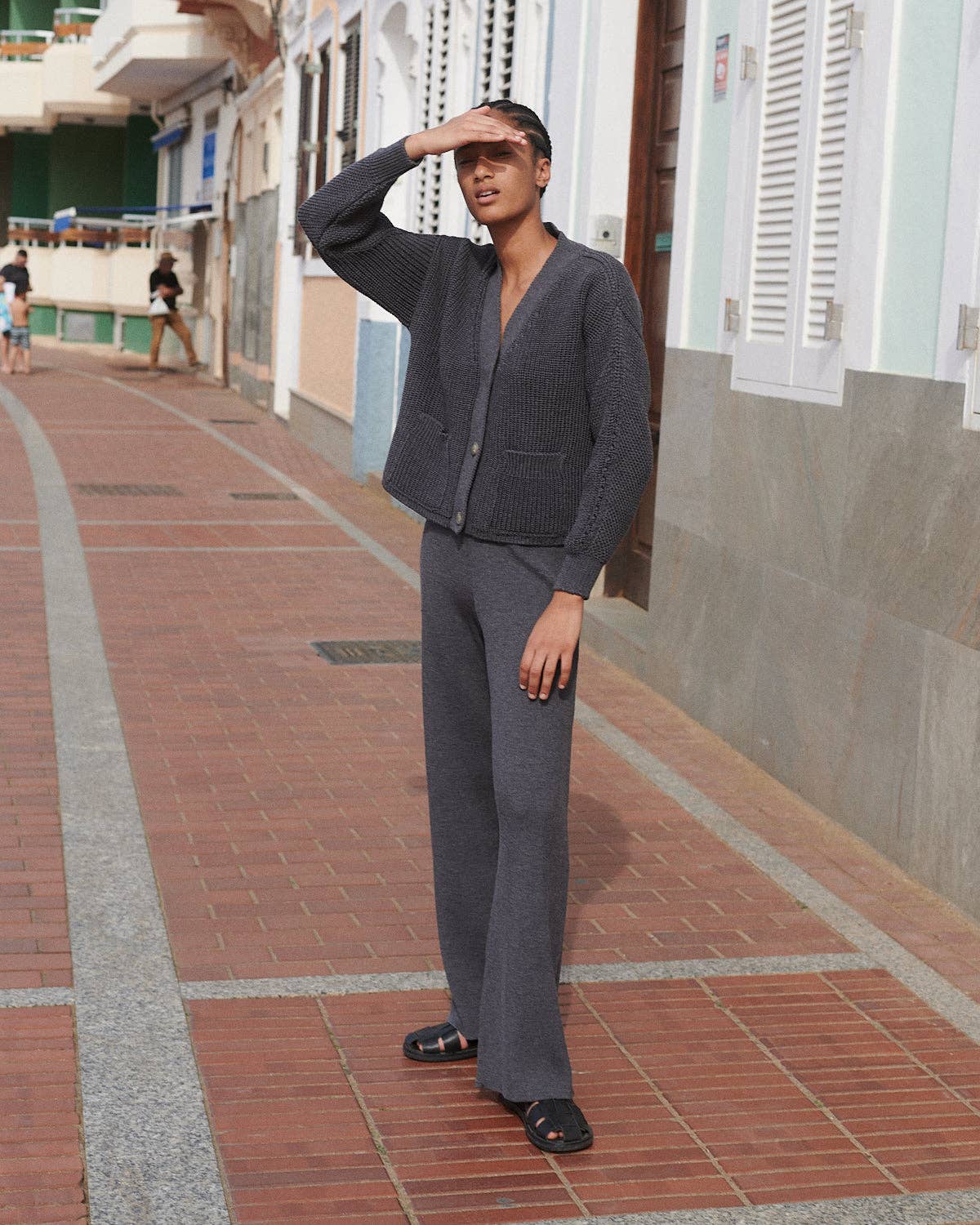 Merino-Rippstrickhose | Anthrazit