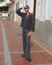 Merino-Rippstrickhose | Anthrazit