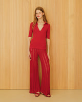 Fine Cotton Ribbed Polo | Red