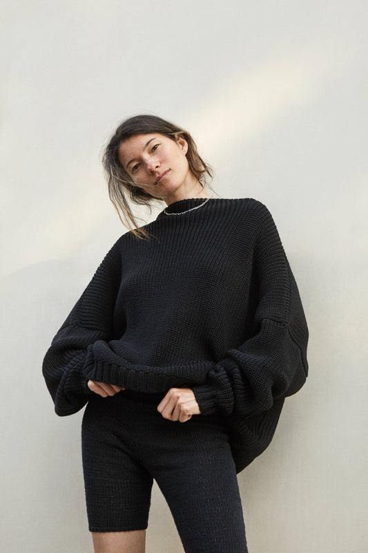 Laumės: Black Merino Wool Sweater