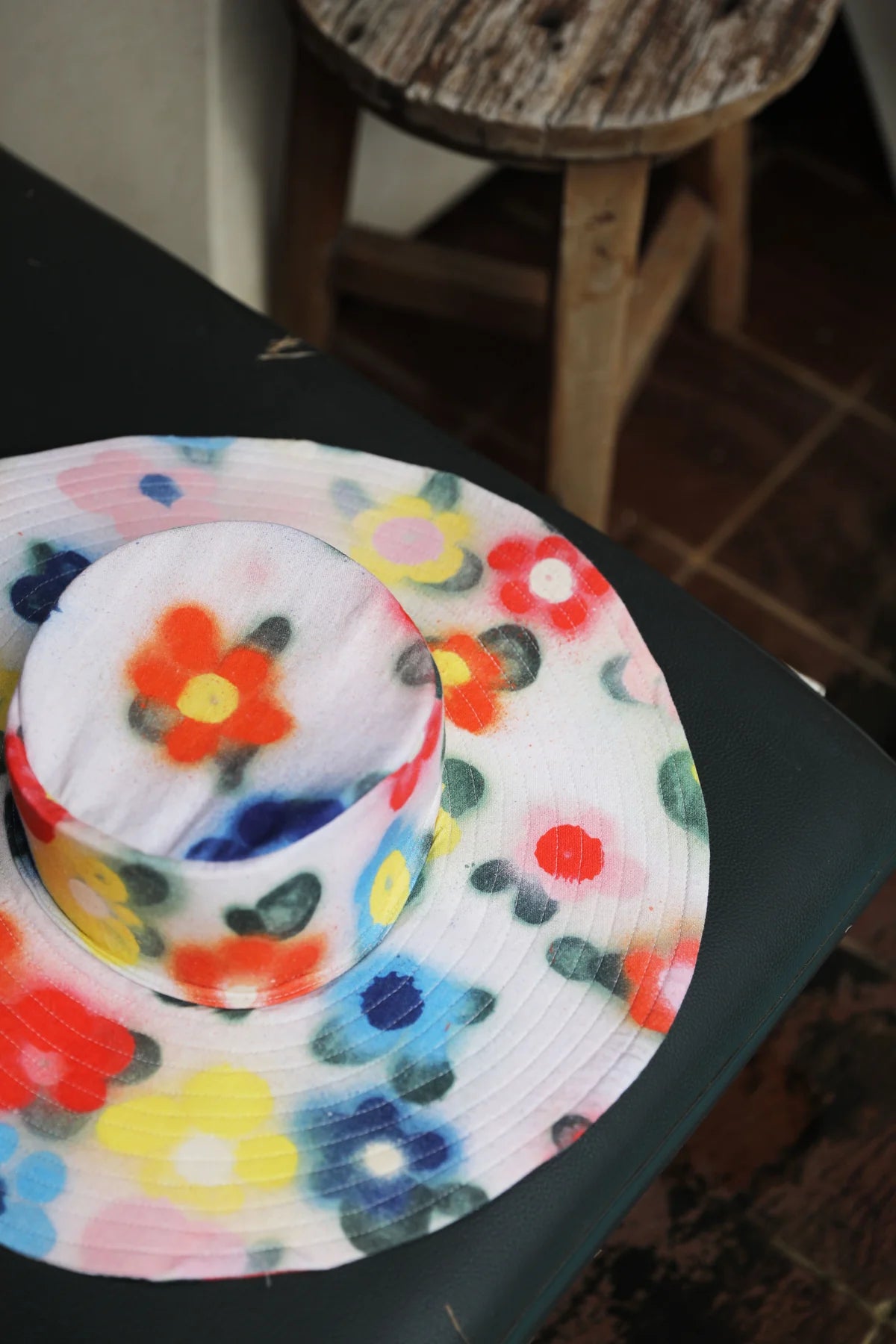 Linen cactus flower hat
