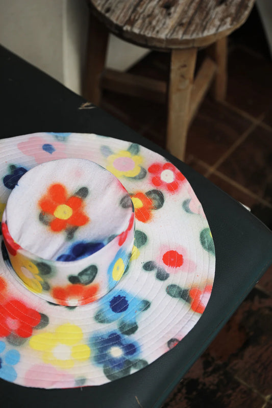 Linen cactus flower hat