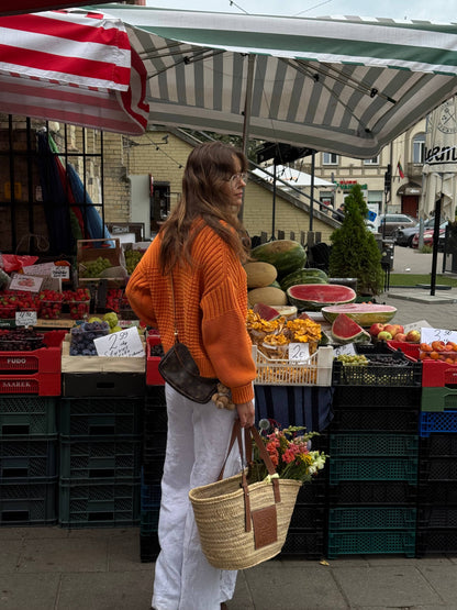 Delčia Sweater: 100% Cotton Orange Sweater