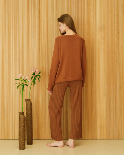 Fine Cotton Relaxed Sweater | Rust