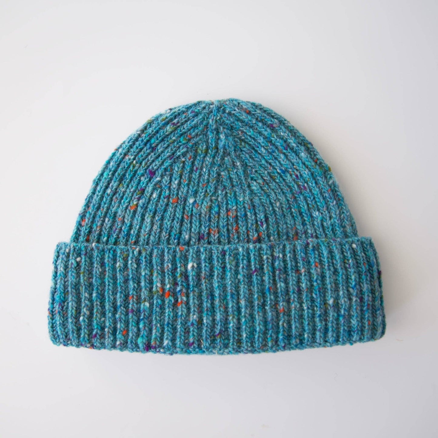 Ribbed Hat • Donegal Tweed • Turquoise