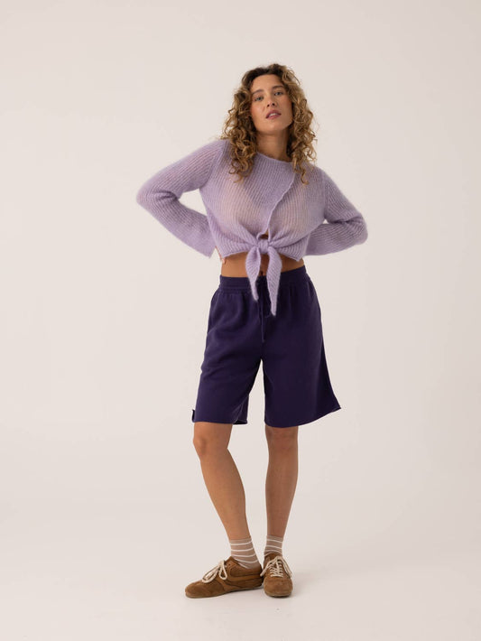 Skraistas: Lilac Silk & Mohair Cropped Cardigan