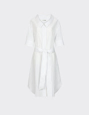 White striped dress on a light gray background
