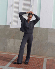 Merino-Rippstrickhose | Anthrazit