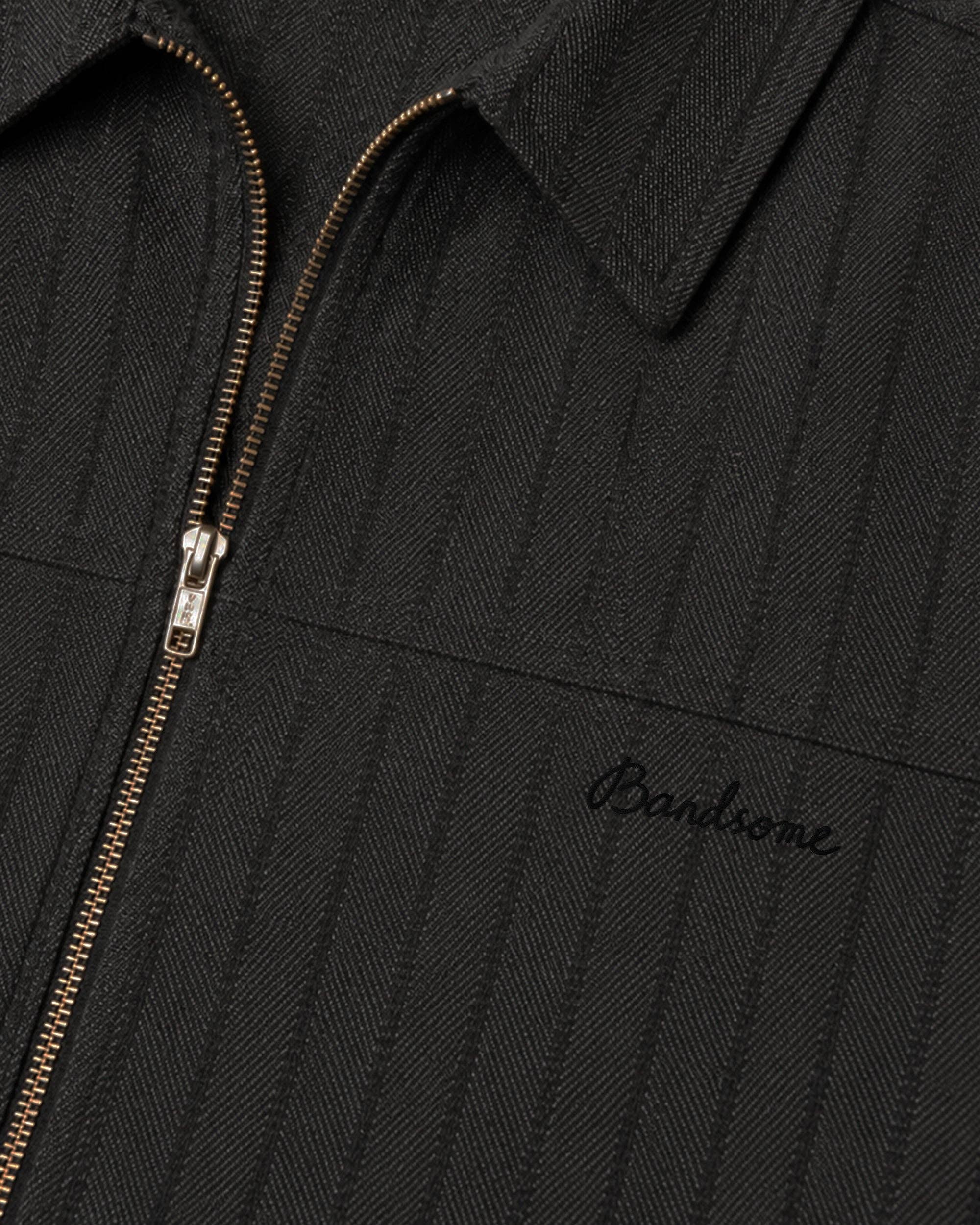 Fairway LS Zip Jacket Charcoal Herringbone