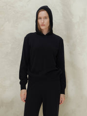 Cashmere Mix Hoodie | Black