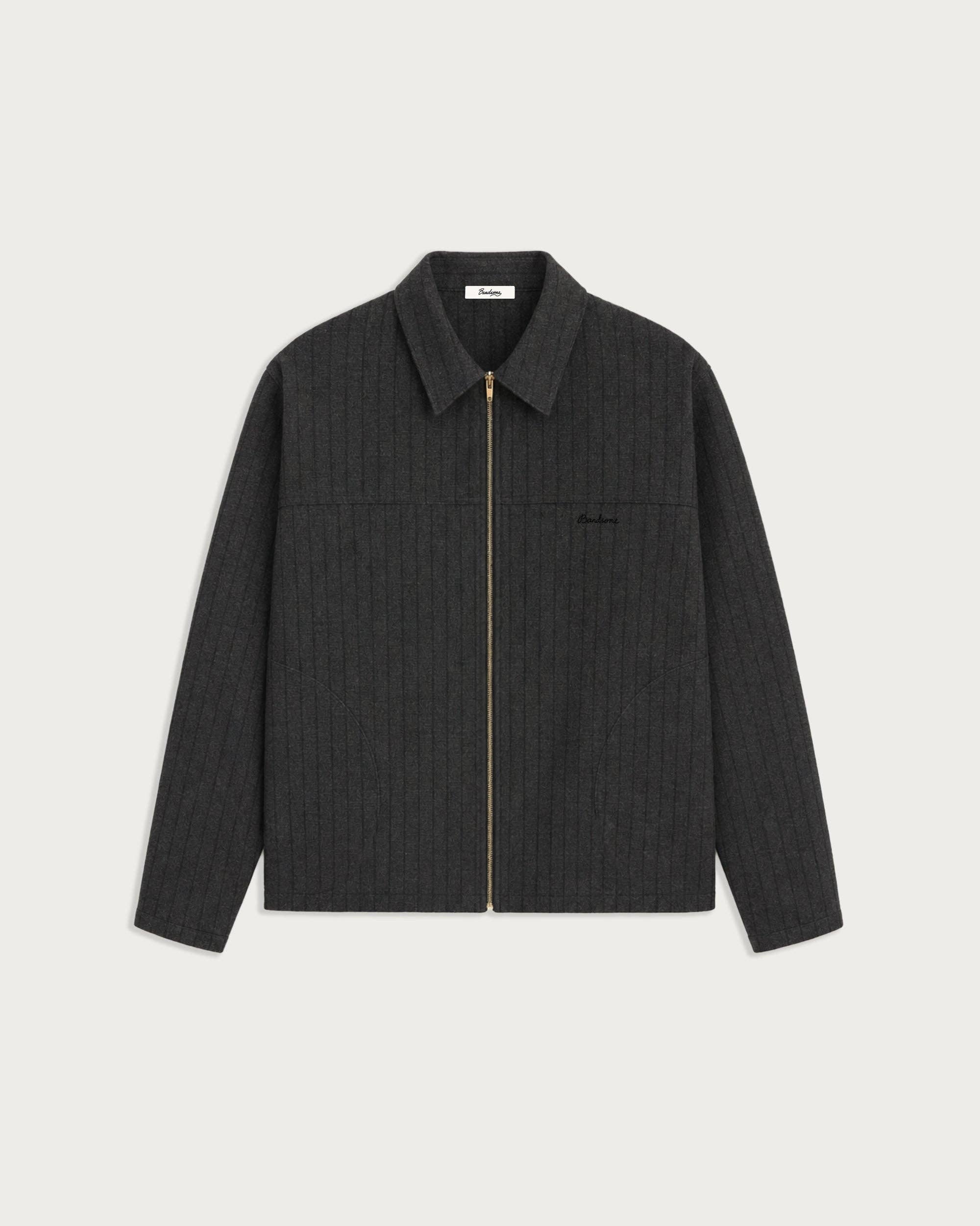 Fairway LS Zip Jacket Charcoal Herringbone