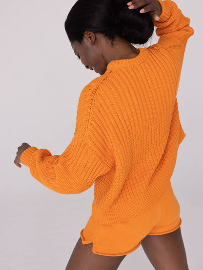 Delčia Sweater: 100% Cotton Orange Sweater
