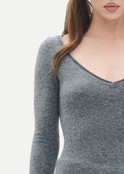 Retired Cheerleader V Neck tee | Grey