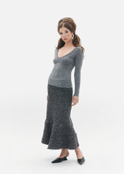Retired Cheerleader V Neck tee | Grey